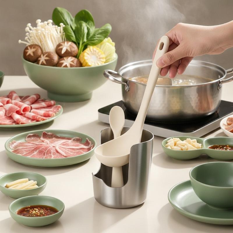 Pothos - 2-in-1 Edelstahl-Löffelablage und Topfdeckelhalter, BPA-frei, rutschfest,