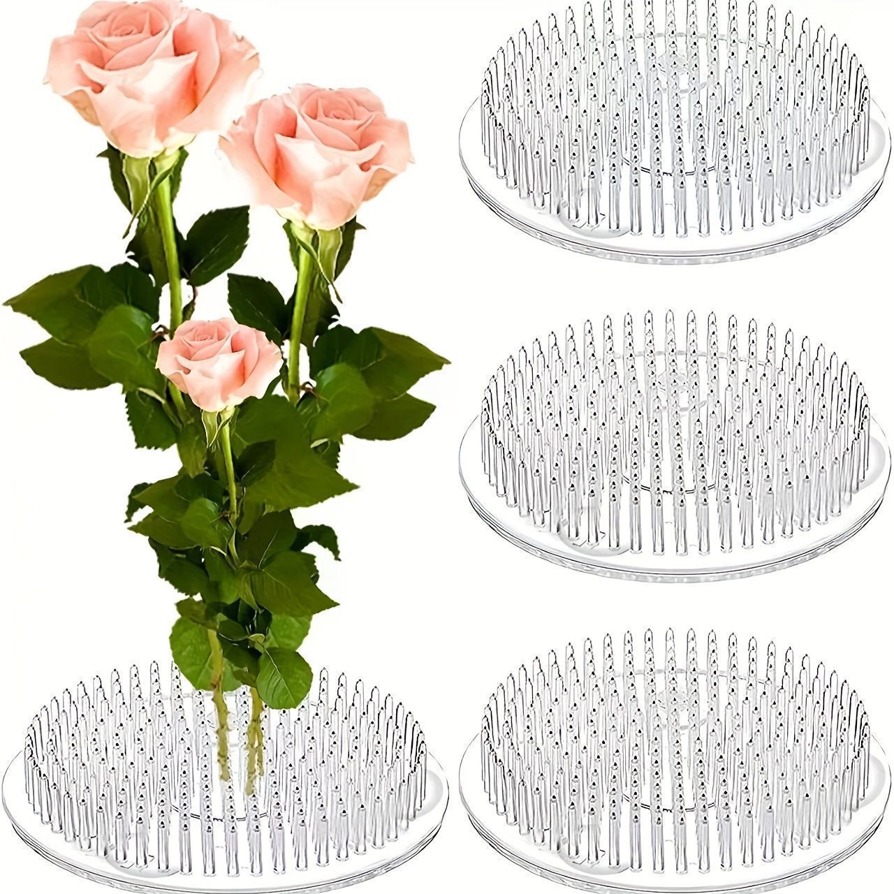 Plant Support Stake - Runder Ikebana-Stielhalter mit Saugnapf, Transparente Blumenarrangement-Basis,