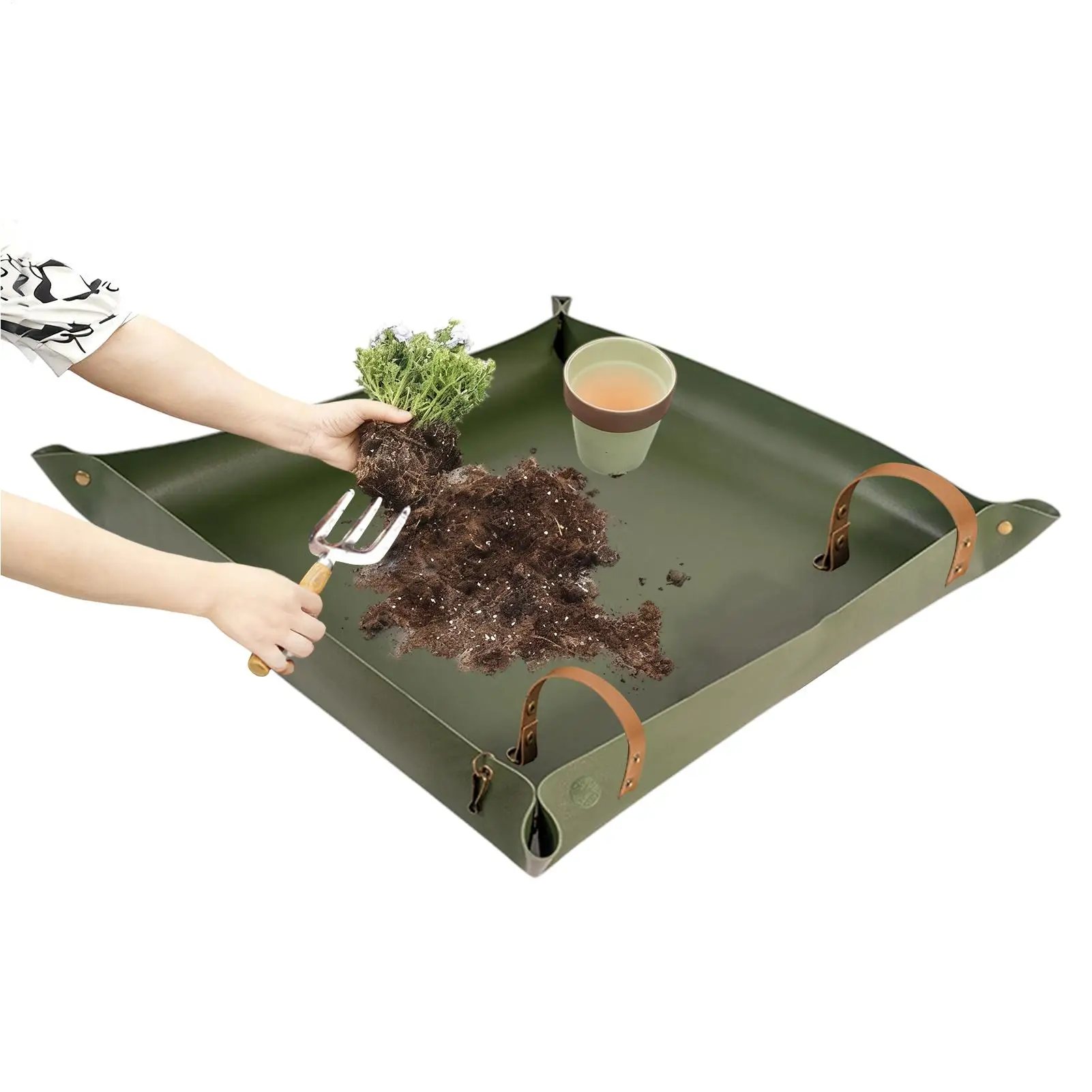 Repotting Mat - Wasserdichte, faltbare Pflanzunterlage aus PU-Leder, beidseitig