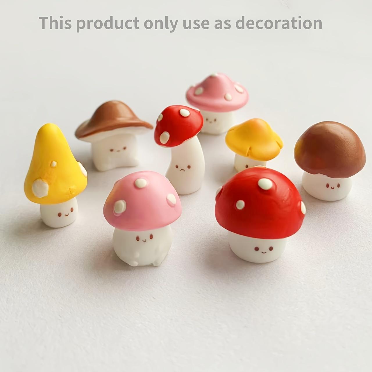 Succulent Set - 8 Stück Dekorative Mini-Emoji-Pilz-Statuen, Kunstharz, DIY