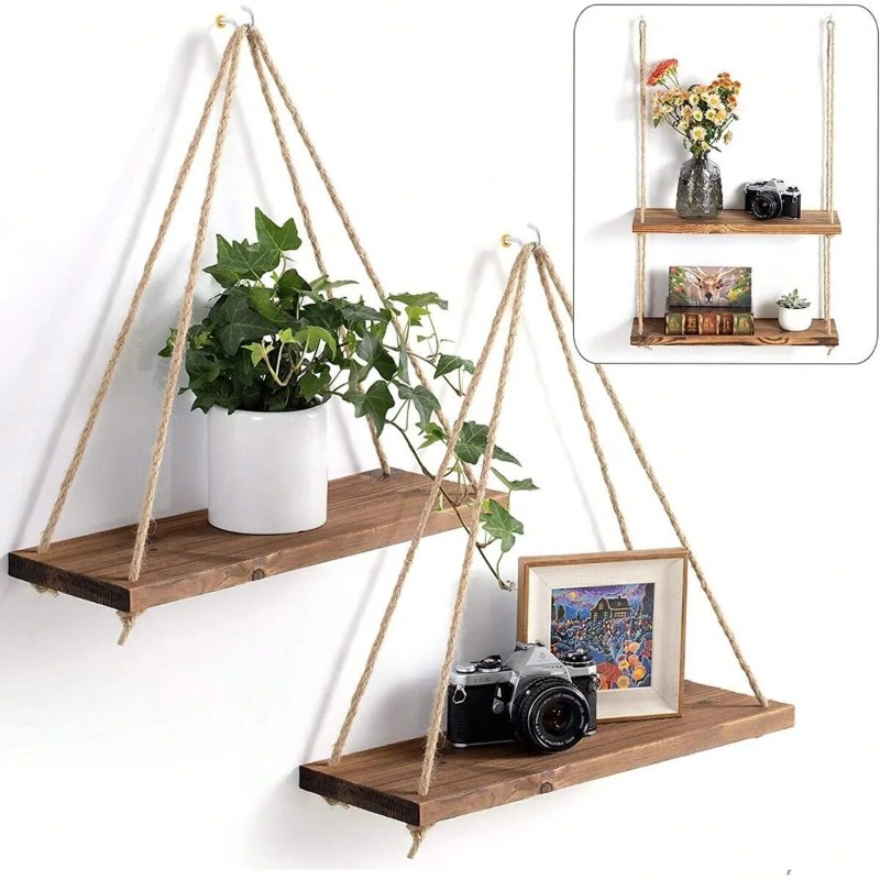 1PC Holz Schaukel Hängen Hanf  – Terracotta Pot Bewertung und Preis