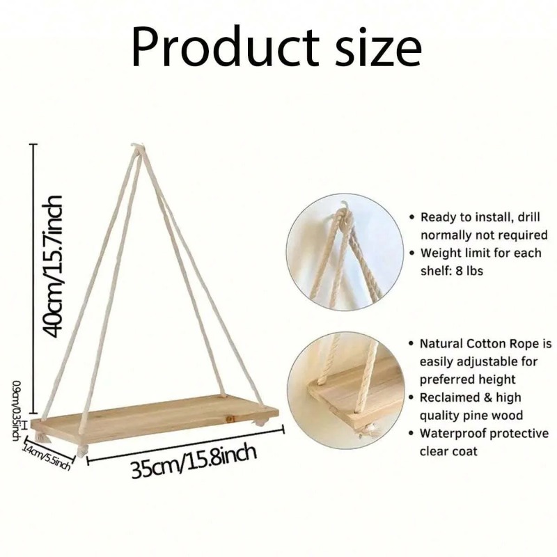 1PC Holz Schaukel Hängen Hanf  – Terracotta Pot Bewertung und Preis